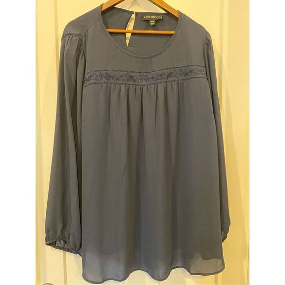 Lane Bryant Navy long sleeves blouse - Picture 1 of 6